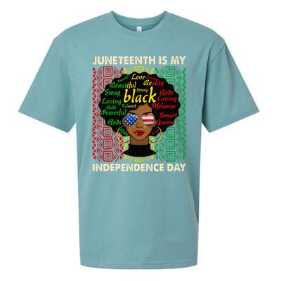 Juneteenth Is My Independence Day Black Women Afro Melanin Sueded Cloud Jersey T-Shirt