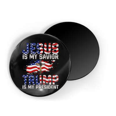 Jesus Is My Savior Trump Is My President American Flag Magnet