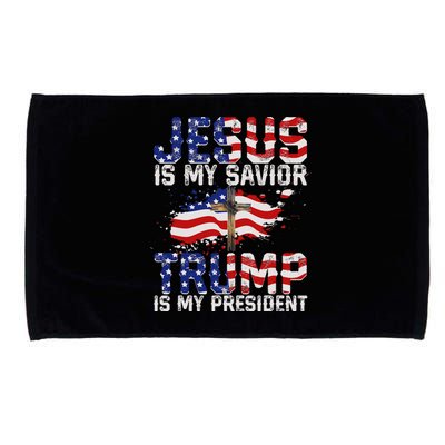 Jesus Is My Savior Trump Is My President American Flag Microfiber Hand Towel