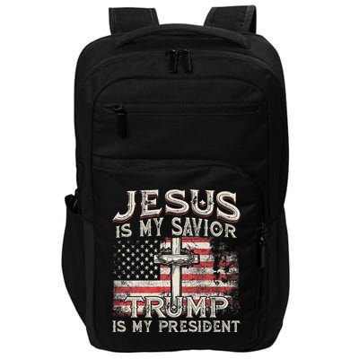 Jesus Is My Savior Trump Is My President American Flag Impact Tech Backpack