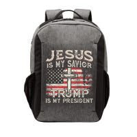 Jesus Is My Savior Trump Is My President American Flag Vector Backpack