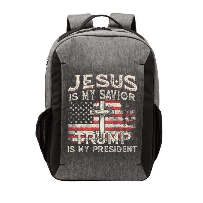 Jesus Is My Savior Trump Is My President American Flag Vector Backpack