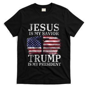 Jesus Is My Savior Trump Is My President Usa Flag T-Shirt