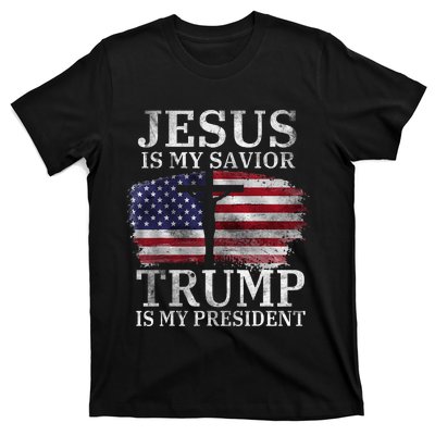 Jesus Is My Savior Trump Is My President Usa Flag T-Shirt