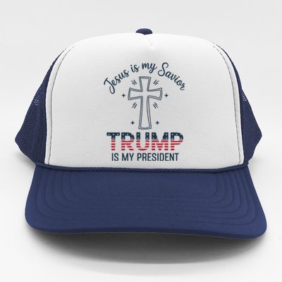 Jesus Is My Savior Trump Is My President Trucker Hat