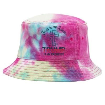 Jesus Is My Savior Trump Is My President Tie-Dyed Bucket Hat