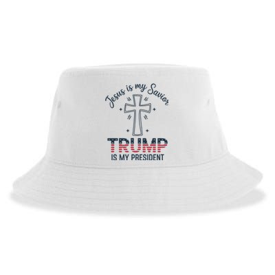 Jesus Is My Savior Trump Is My President Sustainable Bucket Hat