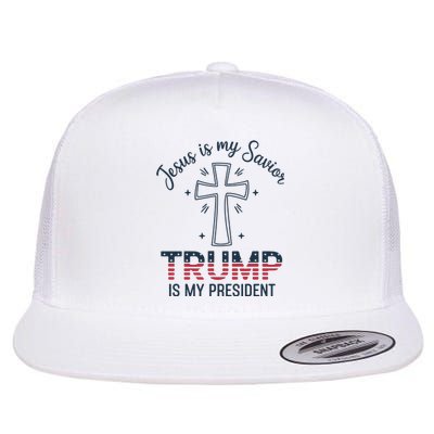 Jesus Is My Savior Trump Is My President Flat Bill Trucker Hat