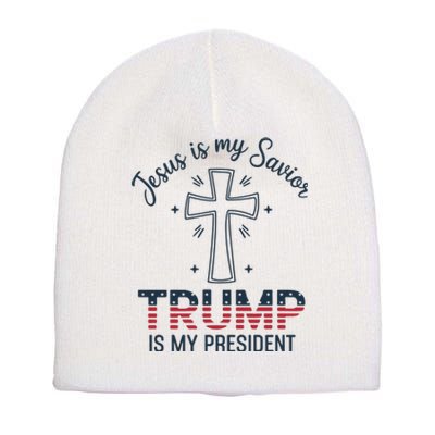 Jesus Is My Savior Trump Is My President Short Acrylic Beanie