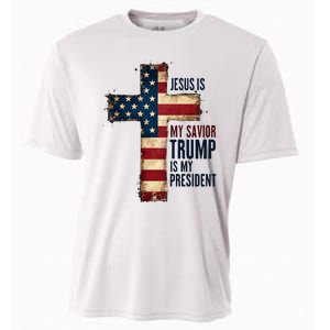 Jesus Is My Savior Trump Is My President Trump 2024 Maga Cooling Performance Crew T-Shirt