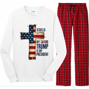 Jesus Is My Savior Trump Is My President Trump 2024 Maga Long Sleeve Pajama Set