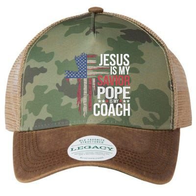 Jesus Is My Savior Pope Is My Coach Religious Quote Legacy Tie Dye Trucker Hat