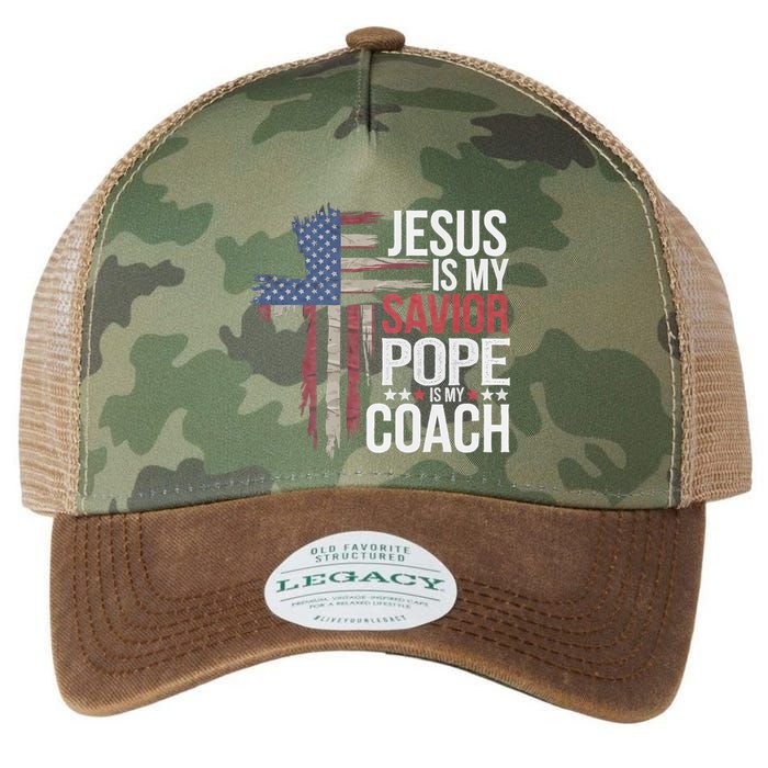 Jesus Is My Savior Pope Is My Coach Religious Quote Legacy Tie Dye Trucker Hat