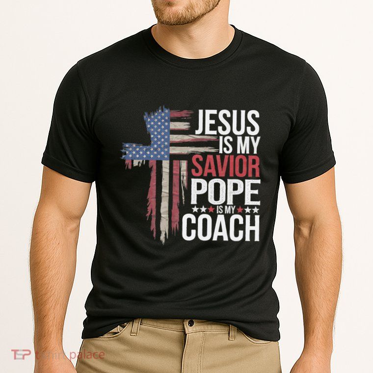 Jesus Is My Savior Pope Is My Coach Religious Quote Performance Shirt