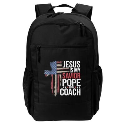 Jesus Is My Savior Pope Is My Coach Religious Quote Backpack