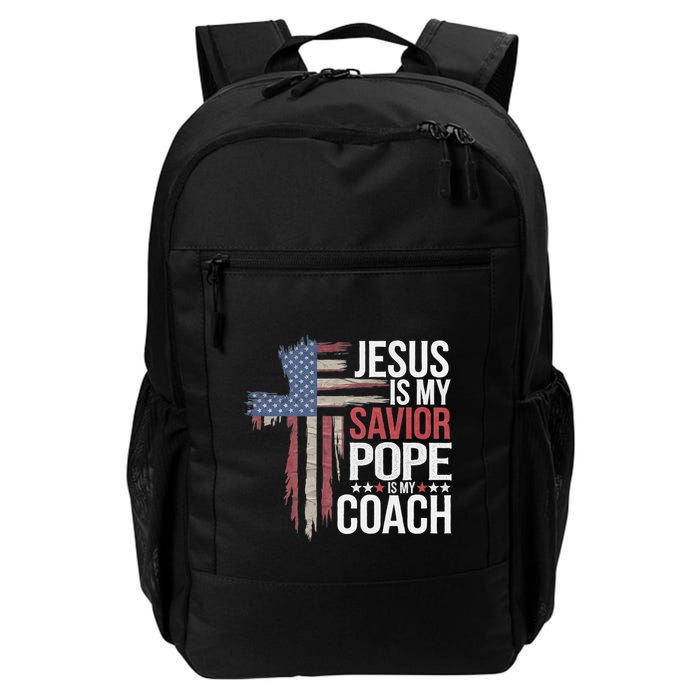 Jesus Is My Savior Pope Is My Coach Religious Quote Backpack