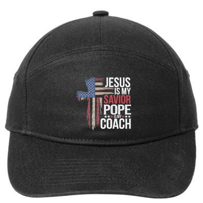 Jesus Is My Savior Pope Is My Coach Religious Quote 7-Panel Snapback Hat