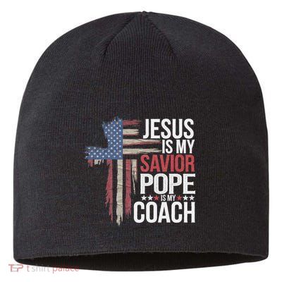 Jesus Is My Savior Pope Is My Coach Religious Quote Sustainable Beanie