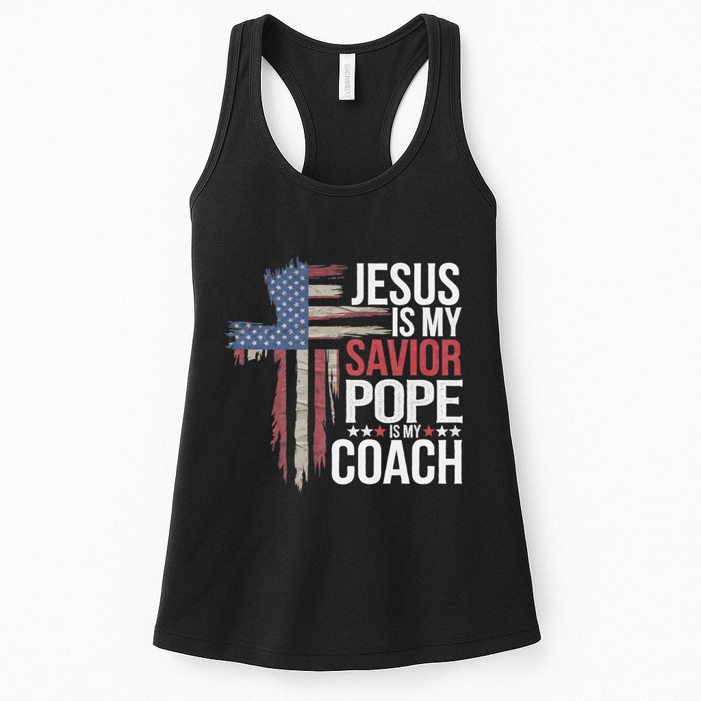 Jesus Is My Savior Pope Is My Coach Religious Quote Womens Tank Top