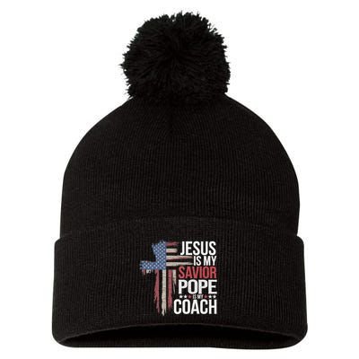 Jesus Is My Savior Pope Is My Coach Religious Quote Pom Pom 12in Knit Beanie