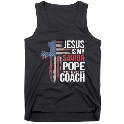 Jesus Is My Savior Pope Is My Coach Religious Quote Tank Top