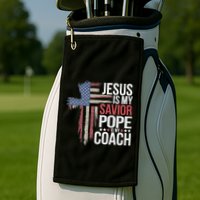 Jesus Is My Savior Pope Is My Coach Religious Quote Golf Towel
