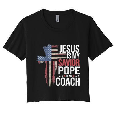Jesus Is My Savior Pope Is My Coach Religious Quote Crop Top