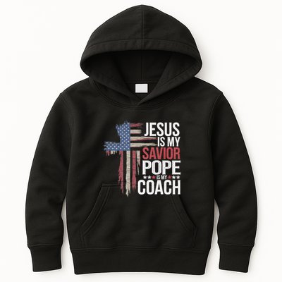 Jesus Is My Savior Pope Is My Coach Religious Quote Kids Hoodie