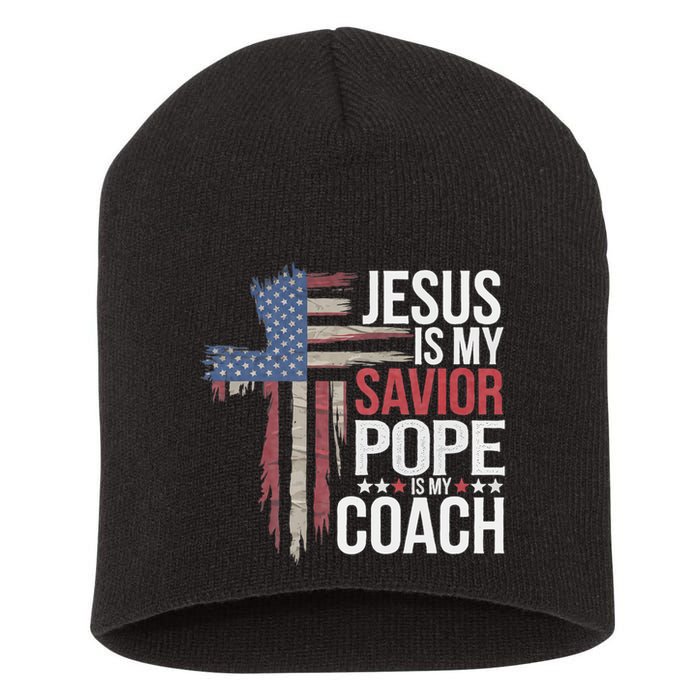 Jesus Is My Savior Pope Is My Coach Religious Quote Short Acrylic Beanie