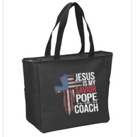Jesus Is My Savior Pope Is My Coach Religious Quote Zip Tote Bag