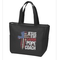 Jesus Is My Savior Pope Is My Coach Religious Quote Zip Tote Bag