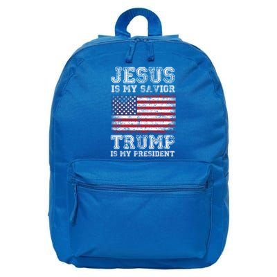 Jesus Is My Savior Trump Is My President American Flag Funny Gift 16 in Basic Backpack