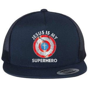 Jesus Is My SuperHero Christian Jesus Lovers Gift Flat Bill Trucker Hat