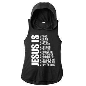 Jesus Is My Everything Ladies PosiCharge Tri-Blend Wicking Draft Hoodie Tank