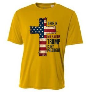 Jesus Is My Savior Trump Is My President Trump 2024 Maga Cooling Performance Crew T-Shirt