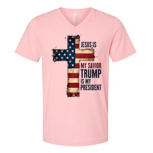 Jesus Is My Savior Trump Is My President Trump 2024 Maga V-Neck T-Shirt