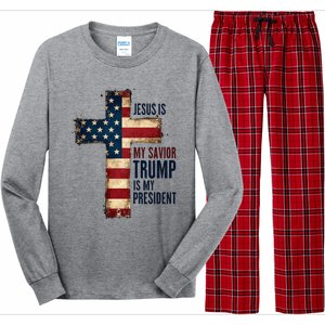 Jesus Is My Savior Trump Is My President Trump 2024 Maga Long Sleeve Pajama Set