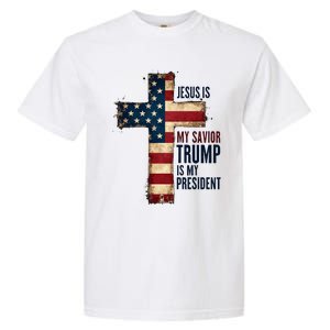 Jesus Is My Savior Trump Is My President Trump 2024 Maga Garment-Dyed Heavyweight T-Shirt