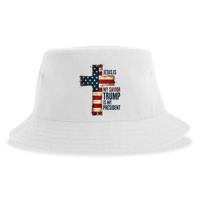 Jesus Is My Savior Trump Is My President Trump 2024 Maga Sustainable Bucket Hat
