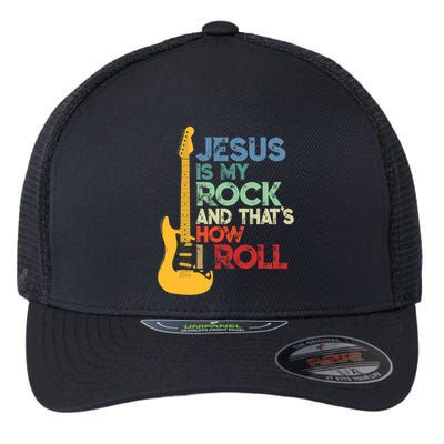 Jesus Is My Rock And That Is How I Roll Christian Flexfit Unipanel Trucker Cap
