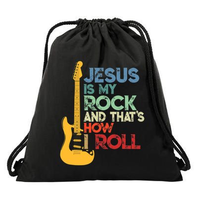 Jesus Is My Rock And That Is How I Roll Christian Drawstring Bag