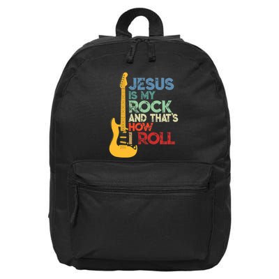Jesus Is My Rock And That Is How I Roll Christian 16 in Basic Backpack