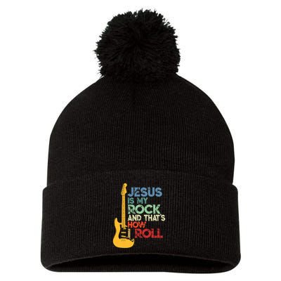 Jesus Is My Rock And That Is How I Roll Christian Pom Pom 12in Knit Beanie