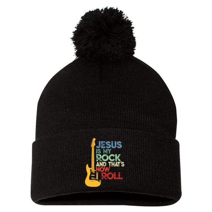 Jesus Is My Rock And That Is How I Roll Christian Pom Pom 12in Knit Beanie