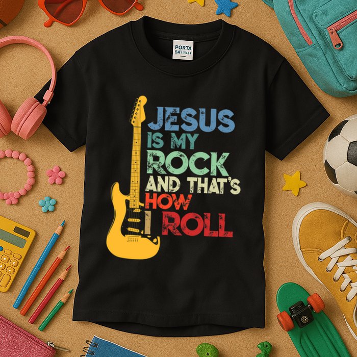 Jesus Is My Rock And That Is How I Roll Christian Kids T-Shirt