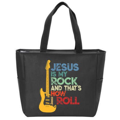 Jesus Is My Rock And That Is How I Roll Christian Zip Tote Bag