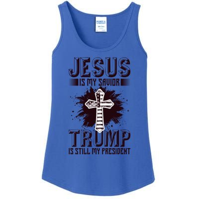 Jesus Is My Savior Trump Is Still My President American Flag Gift Ladies Essential Tank