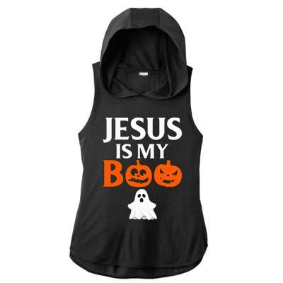 Jesus Is My Boo Cute Halloween Design For Christians Ladies PosiCharge Tri-Blend Wicking Draft Hoodie Tank