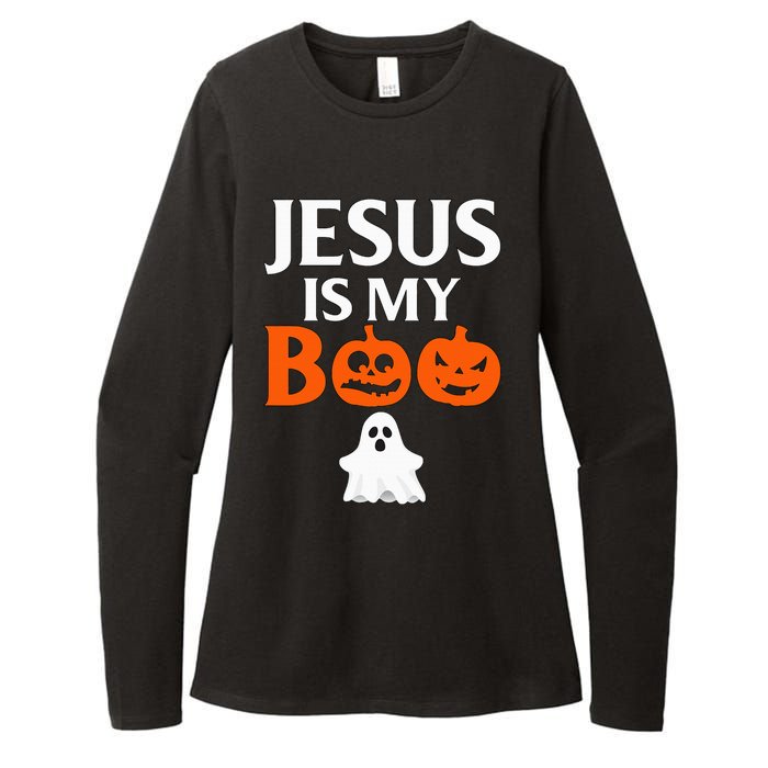 Jesus Is My Boo Cute Halloween Design For Christians Womens CVC Long Sleeve Shirt