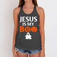 Jesus Is My Boo Cute Halloween Design For Christians Women's Knotted Racerback Tank